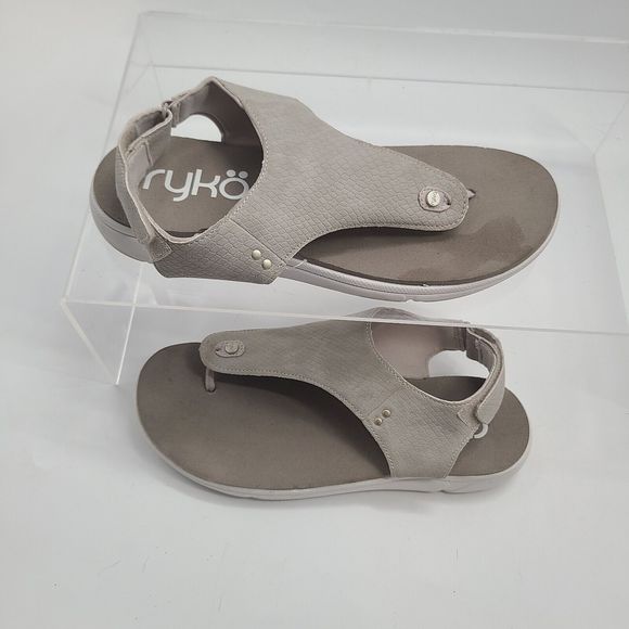 Ryka Womens Margo Cloud Grey T-Strap Sandals Size 9.5M - Picture 3 of 7